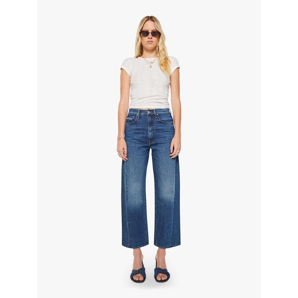 MOTHER High Rise Wide Leg Jeans in Classic Blue Denim - Picture 2 of 14